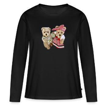 Josefine + Finn Tracht - Frauen Premium Bio Langarmshirt - Schwarz - Vorne - Julia (174cm)