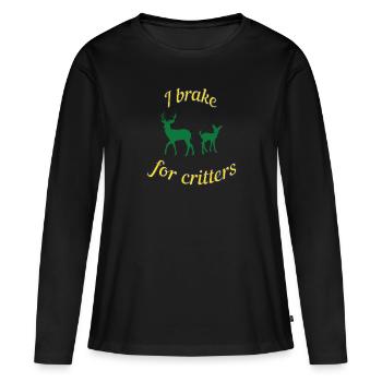Je freine pour les animaux - T-shirt manches longues Premium bio Femme - noir - Devant - Julia (174cm)