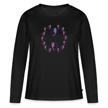 La parade amoureuse . - T-shirt manches longues Premium bio Femme - noir - Devant - Julia (174cm)