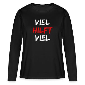 Beaucoup aide beaucoup - T-shirt manches longues Premium bio Femme - noir - Devant - Julia (174cm)
