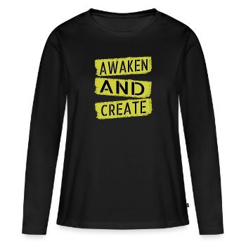 Idée cadeau citations d’illumination - T-shirt manches longues Premium bio Femme - noir - Devant - Julia (174cm)
