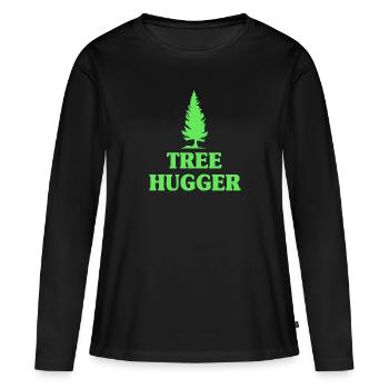 Tree Forest Nature Saying Tree Hugger - Women's Premium Organic Long Sleeve Shirt - black - Front - Julia (174cm)