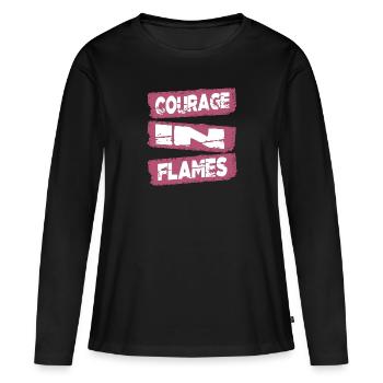 La bravoure en action Vaincre les peurs Service d’incendie - T-shirt manches longues Premium bio Femme - noir - Devant - Julia (174cm)