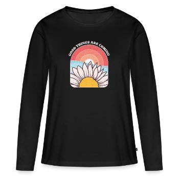 Daisy and Sun Inspirational Phrase Graphic - Women's Premium Organic Long Sleeve Shirt - black - Front - Julia (174cm)