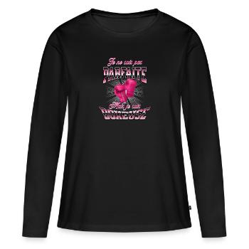 Cadeau original pour boxeuse, Boxe féminine, - T-shirt manches longues Premium bio Femme - noir - Devant - Julia (174cm)