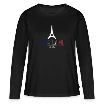 Dicton du drapeau français - T-shirt manches longues Premium bio Femme - noir - Devant - Julia (174cm)