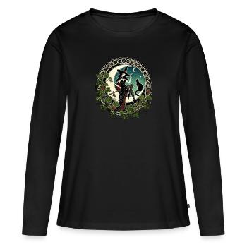Pin-up Sorcière - T-shirt manches longues Premium bio Femme - noir - Devant - Julia (174cm)