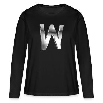 Chrome ,, W " Métallisé - T-shirt manches longues Premium bio Femme - noir - Devant - Julia (174cm)