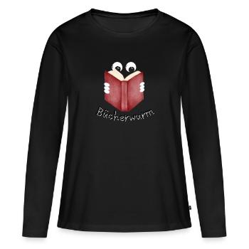 Leseratte - Frauen Premium Bio Langarmshirt - Schwarz - Vorne - Julia (174cm)