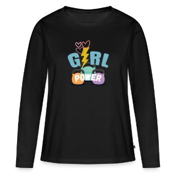 Le pouvoir des filles - T-shirt manches longues Premium bio Femme - noir - Devant - Julia (174cm)