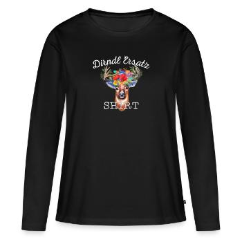 Dirndl Ersatz - Mei Dirndl is in da Wäsch - Frauen Premium Bio Langarmshirt - Schwarz - Vorne - Julia (174cm)