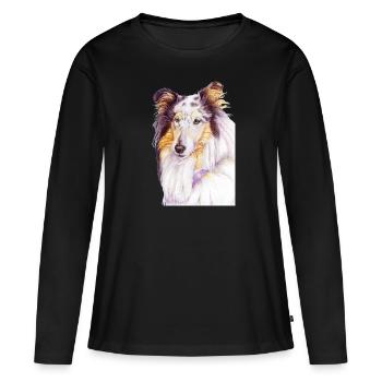 Collie bluemerle - T-shirt manches longues Premium bio Femme - noir - Devant - Julia (174cm)