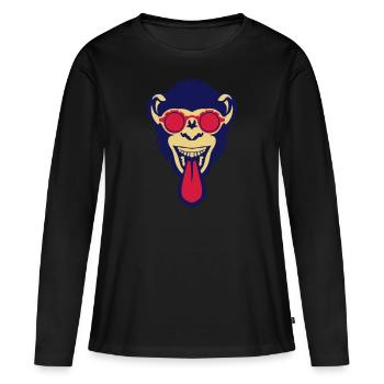singe tire langue lunette soleil ronde 1 - T-shirt manches longues Premium bio Femme - noir - Devant - Julia (174cm)