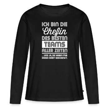 Chefin Lustig Geschenk bestes Team aller Zeiten - Frauen Premium Bio Langarmshirt - Schwarz - Vorne - Julia (174cm)