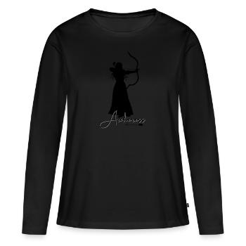 Archeresse femme archer - T-shirt manches longues Premium bio Femme - noir - Devant - Julia (174cm)