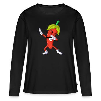 Pfeffer dabbing - Frauen Premium Bio Langarmshirt - Schwarz - Vorne - Julia (174cm)