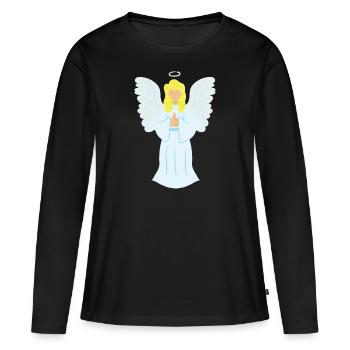 Ange - T-shirt manches longues Premium bio Femme - noir - Devant - Julia (174cm)