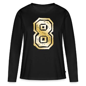 8 Nombre d’or - T-shirt manches longues Premium bio Femme - noir - Devant - Julia (174cm)