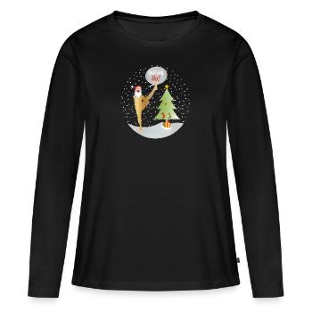 Yoga Shirt Weihnachten Say Ho, Nikolaus, Santa - Frauen Premium Bio Langarmshirt - Schwarz - Vorne - Julia (174cm)