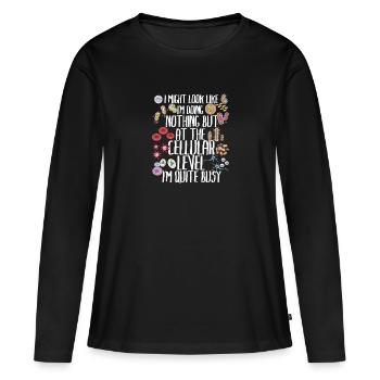BIOLOGIE: Cellular Level - Frauen Premium Bio Langarmshirt - Schwarz - Vorne - Julia (174cm)