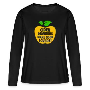 Les buveurs de cidre font de bons amants Apfelwein Cidre - T-shirt manches longues Premium bio Femme - noir - Devant - Julia (174cm)