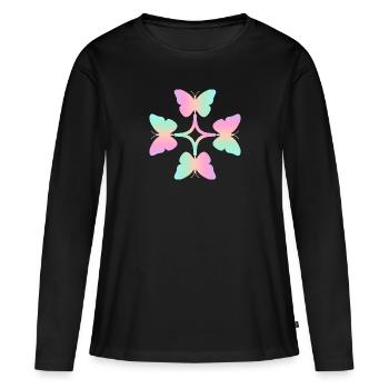 Schmetterlinge Union - Frauen Premium Bio Langarmshirt - Schwarz - Vorne - Julia (174cm)
