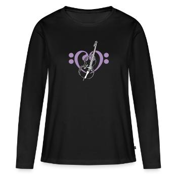 Cœur de clés basses avec contrebasse - T-shirt manches longues Premium bio Femme - noir - Devant - Julia (174cm)