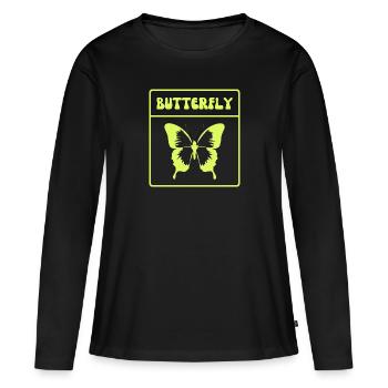 Conception de papillon - T-shirt manches longues Premium bio Femme - noir - Devant - Julia (174cm)