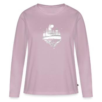 Allez explorer - T-shirt manches longues Premium bio Femme - rose poudré - Devant - Julia (174cm)