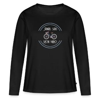 Jamais sans mon vélo - femme - T-shirt manches longues Premium bio Femme - noir - Devant - Julia (174cm)