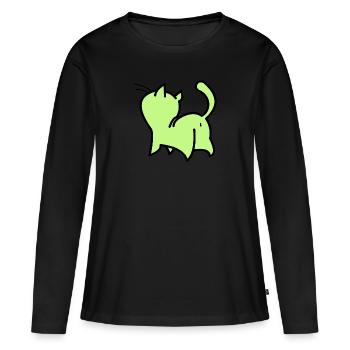 chat vert - T-shirt manches longues Premium bio Femme - noir - Devant - Julia (174cm)