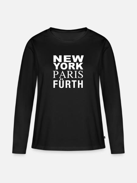 NEW YORK PARIS FÜRTH - Frauen Premium Bio Langarmshirt - Schwarz