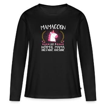 Mamacorn Mama Einhorn Muttertag Baby Familie Kind - Frauen Premium Bio Langarmshirt - Schwarz - Vorne - Julia (174cm)