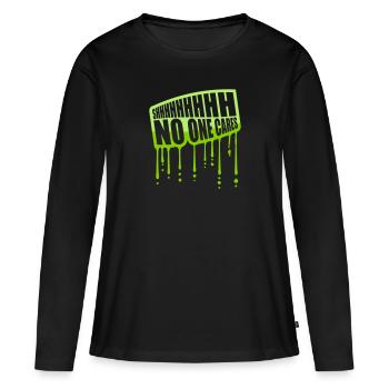 chut personne ne s’en soucie - T-shirt manches longues Premium bio Femme - noir - Devant - Julia (174cm)