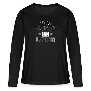 Économiser de l’argent - T-shirt manches longues Premium bio Femme - noir - Devant - Julia (174cm)