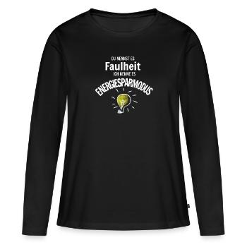 Faulheit oder Energiesparmodus - Frauen Premium Bio Langarmshirt - Schwarz - Vorne - Julia (174cm)