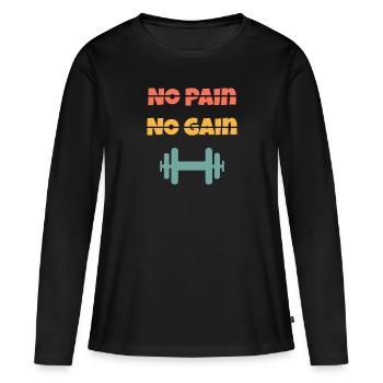 No Pain No Gain - T-shirt manches longues Premium bio Femme - noir - Devant - Julia (174cm)