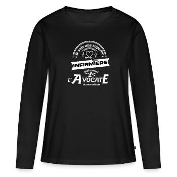 Infirmière et avocate de mes enfants - T-shirt manches longues Premium bio Femme - noir - Devant - Julia (174cm)