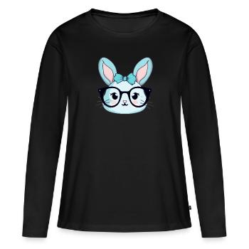 Mina la lapine - T-shirt manches longues Premium bio Femme - noir - Devant - Julia (174cm)
