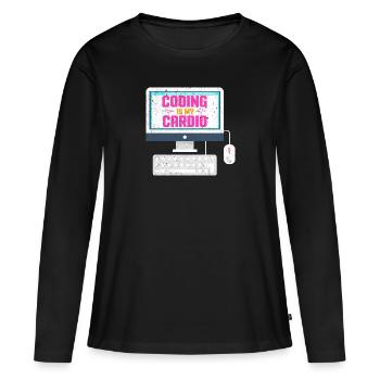 Coding is my cardio - Frauen Premium Bio Langarmshirt - Schwarz - Vorne - Julia (174cm)