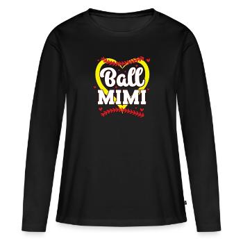 Balle Mimi Softball Baseball Mimi Grand-mère - T-shirt manches longues Premium bio Femme - noir - Devant - Julia (174cm)