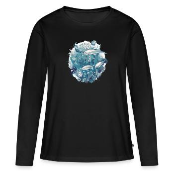 Créatures de l'océan - T-shirt manches longues Premium bio Femme - noir - Devant - Julia (174cm)