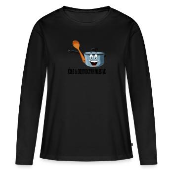 casseroles et cuillères manifestations - T-shirt manches longues Premium bio Femme - noir - Devant - Julia (174cm)