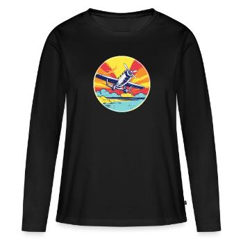 Avion de loisirs - T-shirt manches longues Premium bio Femme - noir - Devant - Julia (174cm)