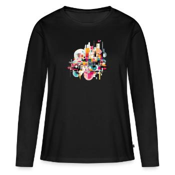 Abstraction urbaine - T-shirt manches longues Premium bio Femme - noir - Devant - Julia (174cm)