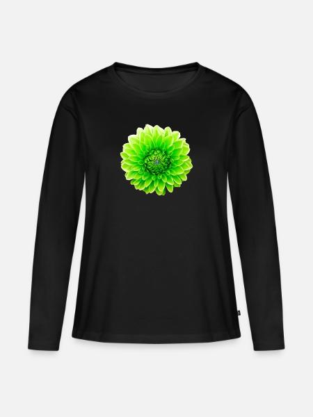 Blume - Frauen Premium Bio Langarmshirt - Schwarz