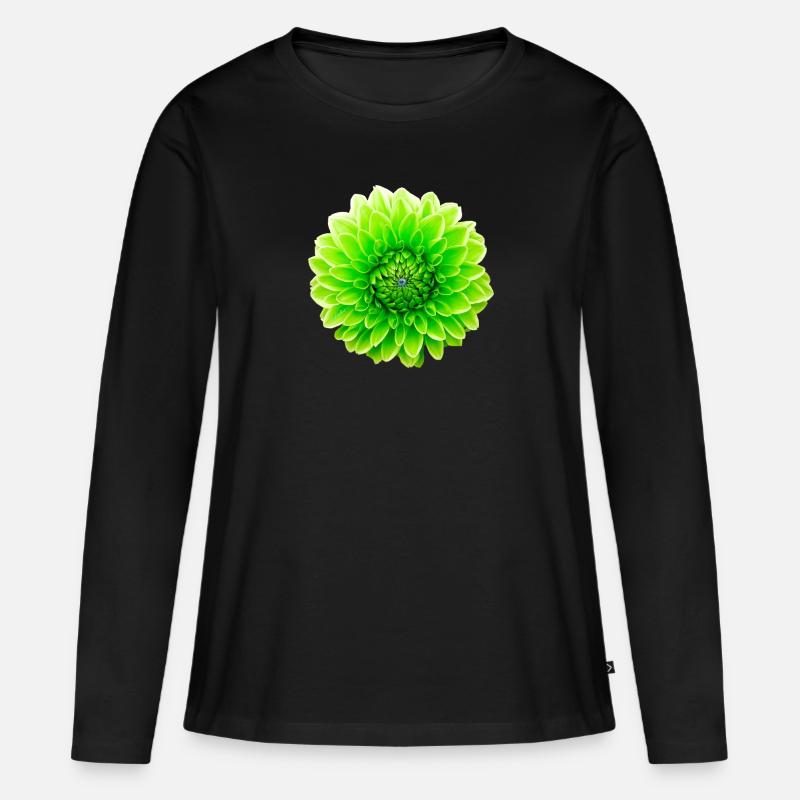 Blume - Frauen Premium Bio Langarmshirt - Schwarz