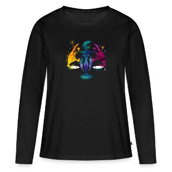 La balance astro - T-shirt manches longues Premium bio Femme - noir - Devant - Julia (174cm)