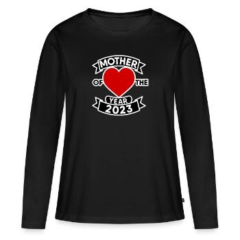 Mère de l’année 2023 : Hommage réconfortant - T-shirt manches longues Premium bio Femme - noir - Devant - Julia (174cm)