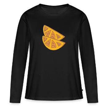 orangen schnitze 2 - Frauen Premium Bio Langarmshirt - Schwarz - Vorne - Julia (174cm)